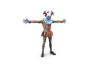 Demon Clown with Grinning Face in Ruined Circus Low-poly 3D model