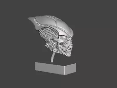 Biomechanical Skull Bust  Sci-Fi 3D Printable Sculpture 3D print model