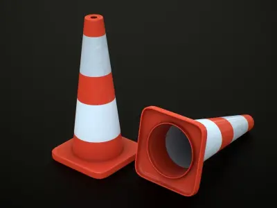 Traffic Cone Low-poly 3D model