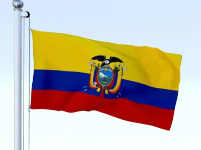 Animated Ecuador Flag Low-poly 3D model