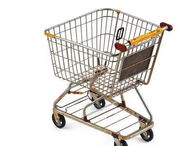 Rusty Abandoned Shopping Cart Model Low-poly 3D model