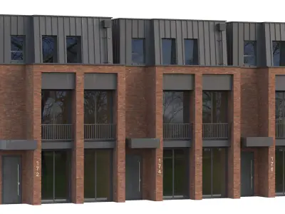 Brick Building 03 3D model