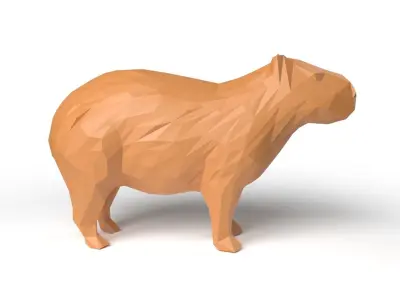 Capybara Low Poligonal Low-poly 3D model
