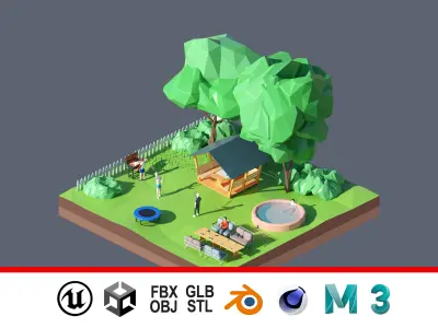 land 61A Low-poly 3D model