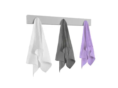 Towel three towels hanging on rack 3D model