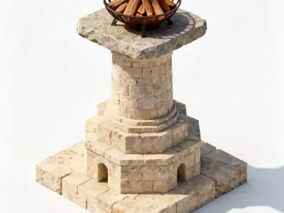 Ancient Classical Stone Lighthouse Beacon 3D Model Low-poly 3D model