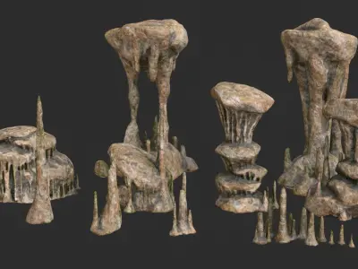 Cave Rock Set 02 Low-poly 3D model