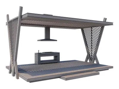 Pergola Barbecue 3 3D model