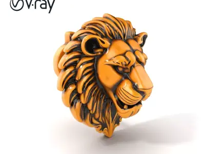 Lion Head Door Handle Sculpture model pack Low-poly 3D model