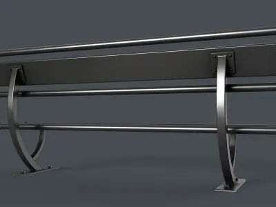 Metal Modern Bench 24 PBR Game Ready Low-poly 3D model