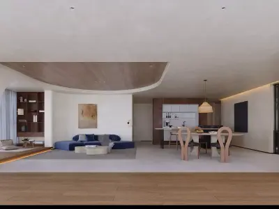 Japandi Minimalist Living and Dining Suite 3D model