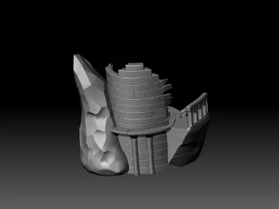 Ancient Circular Ruins with Stairs 3D  STL OBJ FBX 3D print model