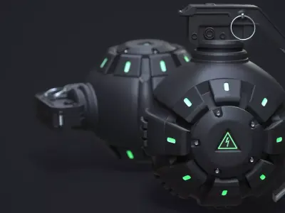 SCI-FI GRENADE Low-poly 3D model 7