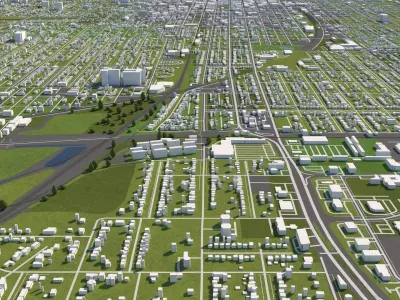 Springfield Illinois USA 50x50km 3D City Map 3D model