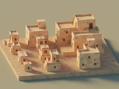 10 Desert Homes Pack  - Lowpoly Low-poly 3D model
