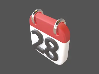 Calendar Icon 28 v1 001 Low-poly 3D model