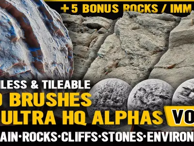Ultra HQ Terrain Seamless Sculpt Zbrush brushes and Alphas Vol8 3D model