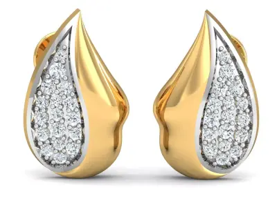 Earring 3dm STL FBX OBJ Render Details diamond tear pendant gold 3D print model