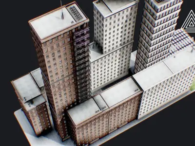 Low Poly - New York City Block 3 Low-poly 3D model