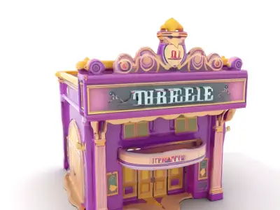 Vintage Theater Facade model pack Low-poly 3D model