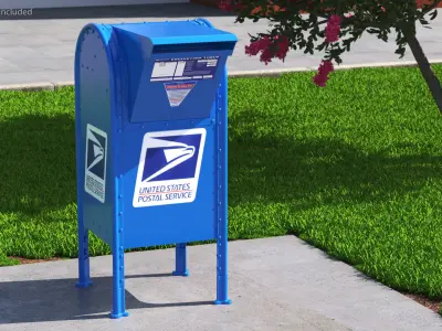 Blue Metal US Mailbox 3D model