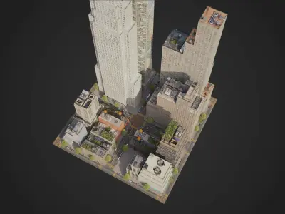 Realistic City District H30-A8 MAYA Low-poly 3D model