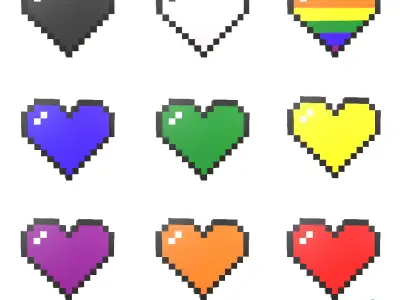 Pixel Heart Pack v2 01 Low-poly 3D model