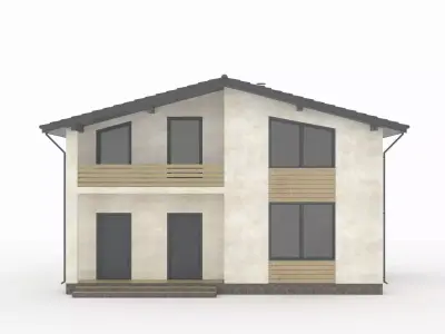 A modern residential house with a slanted roof 3D model