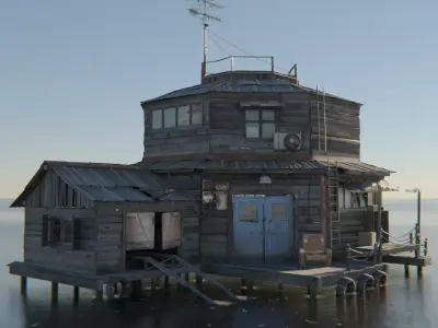 Wooden smugglers house Low-poly 3D model