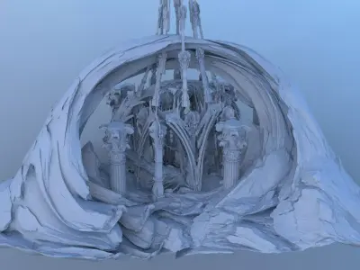 Ancient Oracle of Delphi cave ruins 3D model