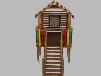 Wooden Colorful PlayHouse Playground Play House Low-poly 3D model