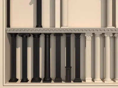 Classical Columns pillar decorate Low-poly 3D model