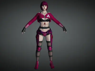 AAA Cyber Punk Female Character 02 Low-poly 3D model