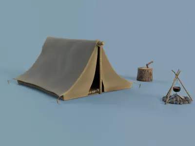 Camp Tier 2 Low-poly 3D model