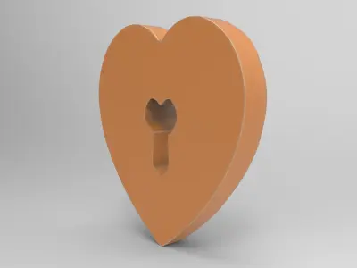 Heart-Shaped Keyhole Lock Baroque Backplate for Door Drawer 3D print model