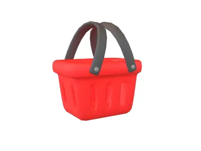 Shopping Basket Icon v1 001 Low-poly 3D model