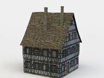 House half timbered Low-poly 3D model