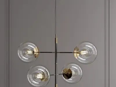 MEREDITH chandelier with three glass globes 3D model
