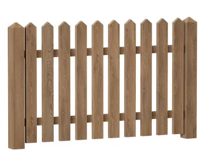 Wooden picket fence with wicket and gate 3D model
