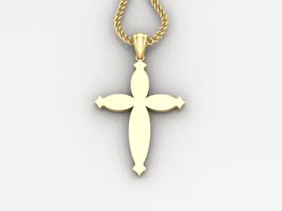 Light Gold 18K Cross Pendant 1CP074 3D print model