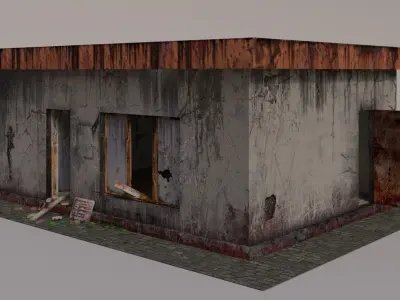 Beer bar in the apocalyptic world Low-poly 3D model