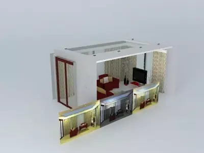 LIving Room Zach with THORN downlight and Floor lamp Free 3D model