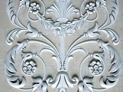 Architectural plaster ceiling carving 3D model
