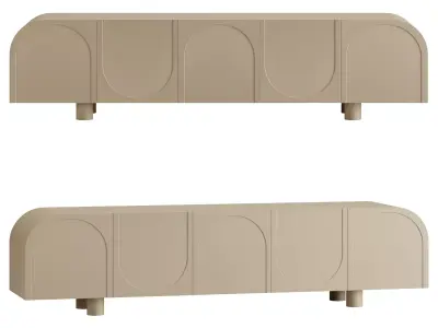 Wave TV cabinet with doors 3D model