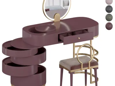 Modern Makeup Vanity Table Set with Swivel Cabinet 3D model