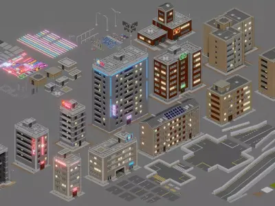 Game City Asset Pack Low-poly 3D model