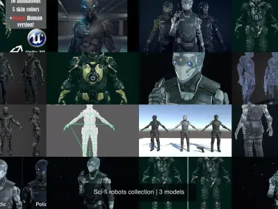 Sci-fi robots collection 3D Model Pack