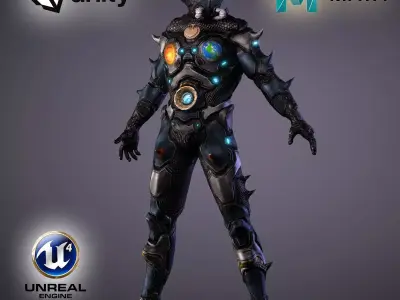 Space Warrior High quality character full Rigged and Animated 3D model