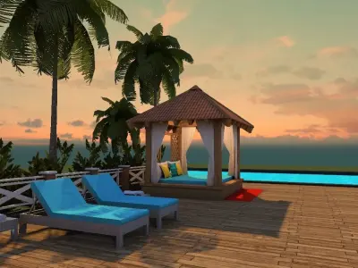 beach resort Low-poly 3D model