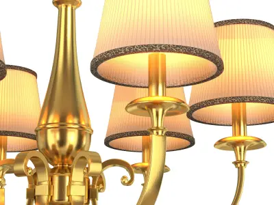 Pleated Brass Chandelier 3D model
